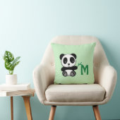 Cute Little Panda Bamboo Stick Monogram Green Kussen (Stoel)