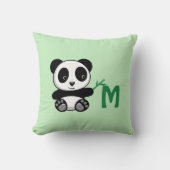 Cute Little Panda Bamboo Stick Monogram Green Kussen (Voorkant)