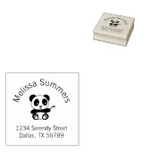 Cute Little Panda Holding a Bamboo Arch Address Rubberstempel (Gestempeld)