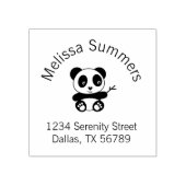 Cute Little Panda Holding a Bamboo Arch Address Rubberstempel (Afrduk)
