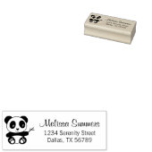 Cute Little Panda Holding a Bamboo Stick Address Rubberstempel (Gestempeld)