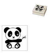 Cute Little Panda Holding a Bamboo Stick Rubberstempel (Gestempeld)