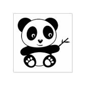 Cute Little Panda Holding a Bamboo Stick Rubberstempel (Afrduk)