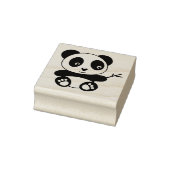 Cute Little Panda Holding a Bamboo Stick Rubberstempel (Stempel)