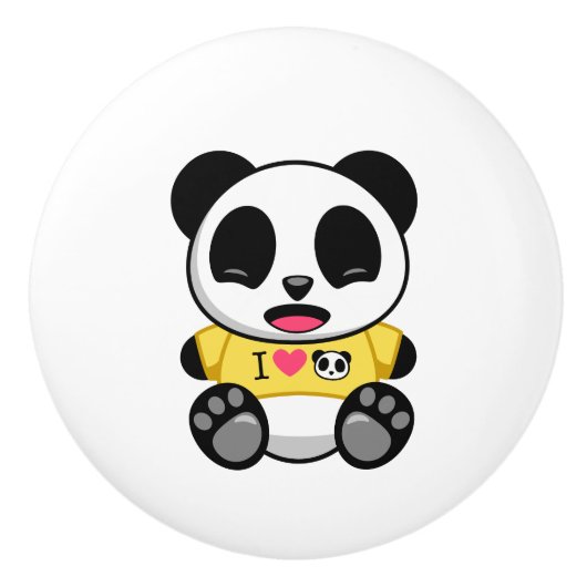 Cute Little Panda Keramische Knop (Voorkant)