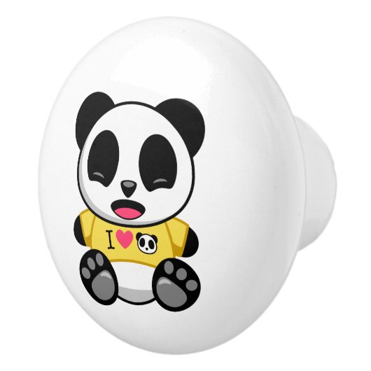 Cute Little Panda Keramische Knop (Rechts)