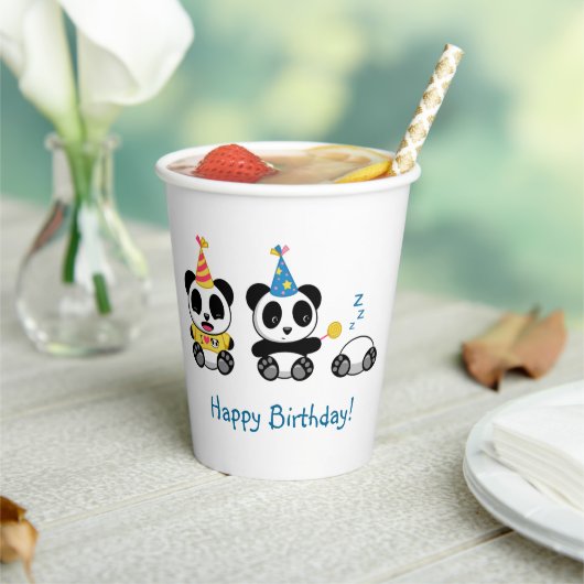 Cute Little Pandas Birthday Papieren Bekers (Insitu)