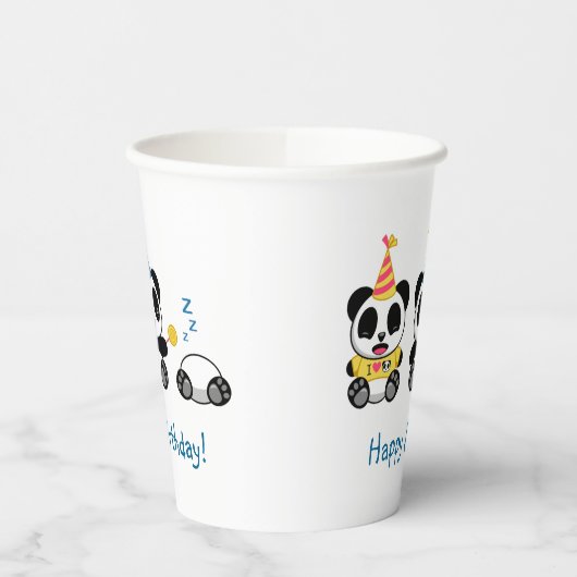 Cute Little Pandas Birthday Papieren Bekers (Links)