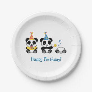 Cute Little Pandas Birthday Papieren Bordje