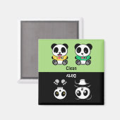 Cute Little Pandas Clean Dirty Green Magneet (Voorkant / Achterkant)