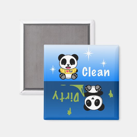 Cute Little Pandas Clean Dirty Magneet (Voorkant / Achterkant)