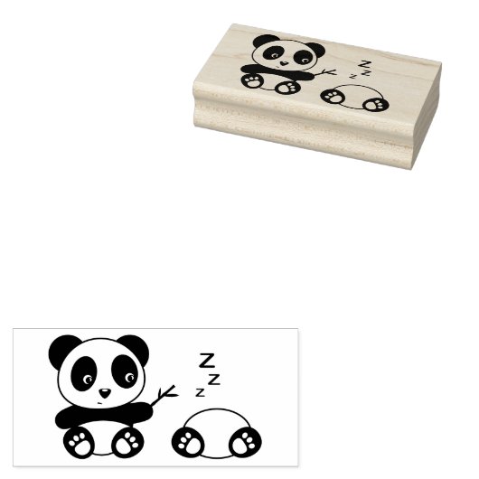 Cute Little Pandas Rubberstempel (Gestempeld)