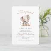 Cute Little Peanut Elephant QR Code Baby Borrel Kaart (Staand voorkant)