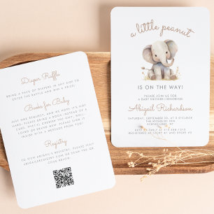 Cute Little Peanut Elephant QR Code Baby Borrel Kaart