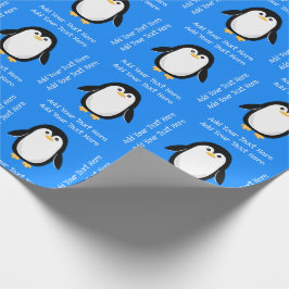 Cute Little Penguin Blue Birthday Cadeaupapier