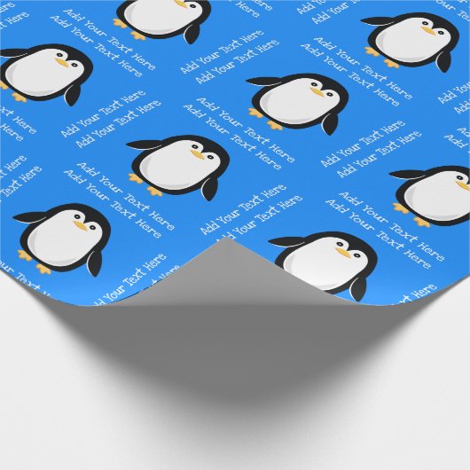 Cute Little Penguin Blue Birthday Cadeaupapier (Hoek)
