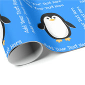 Cute Little Penguin Blue Birthday Cadeaupapier (Rol Hoek)