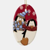 Cute Little Penguin Couple Keramisch Ornament (Rechts)