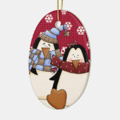 Cute Little Penguin Couple Keramisch Ornament (Links)