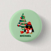 Cute Little Penguin Custom Name kerstcadeau Ronde Button 3,2 Cm (Voorkant)