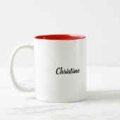 Cute Little Penguin | Eigen naam kerstcadeautje Tweekleurige Koffiemok (Links)