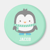 Cute Little Penguin met Winter Scarf Personalized Magneet (Voorkant)
