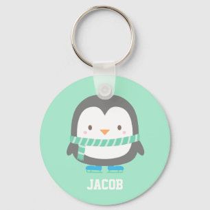 Cute Little Penguin met Winter Scarf Personalized Sleutelhanger