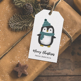 Cute Little Penguin Persoonlijke Kerstmis Cadeaulabel