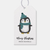 Cute Little Penguin Persoonlijke Kerstmis Cadeaulabel (Voorkant)
