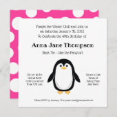 Cute Little Penguin Pink Polka Dot Fun Kaart (Voorkant / Achterkant)