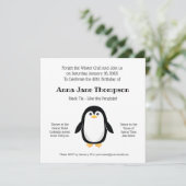 Cute Little Penguin Pink Polka Dot Fun Kaart (Staand voorkant)