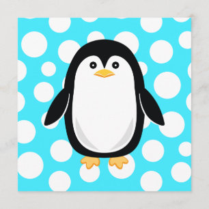 Cute Little Penguin Polka Dot Black Stropdas Party Kaart