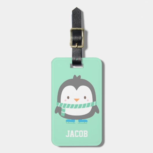 Cute Little Penguin Winter Kinderen Bagage Label (Voorkant verticaal)