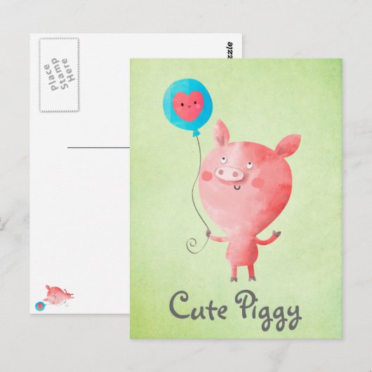 Cute Little Pig Briefkaart (Voorkant / Achterkant)
