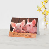 Cute Little Piggies Pig Piglets Love You Card Kaart (Gele Bloem)