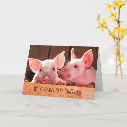 Cute Little Piggies Pig Piglets Love You Card Kaart (Gele Bloem)