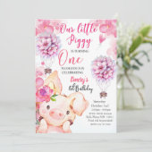 Cute little Piggy Birthday Invitation Kaart (Staand voorkant)