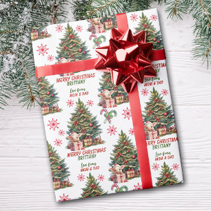 Cute Little Piggy Christmas Tree Kids Cadeaupapier