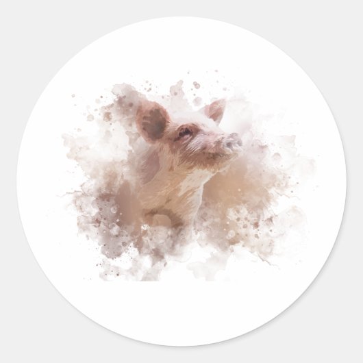Cute Little Piggy Ronde Sticker (Voorkant)