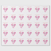 Cute Little Pink Baby Girl Elephant Cadeaupapier (Vlak)