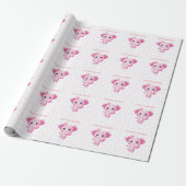 Cute Little Pink Baby Girl Elephant Cadeaupapier (Uitgerold)