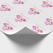 Cute Little Pink Baby Girl Elephant Cadeaupapier (Hoek)