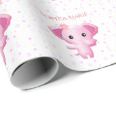 Cute Little Pink Baby Girl Elephant Cadeaupapier (Rol Hoek)