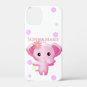 Cute Little Pink Baby Girl Elephant Case-Mate iPhone Case