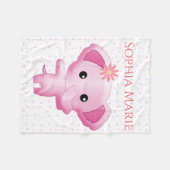 Cute Little Pink Baby Girl Elephant Fleece Deken (Voorkant (Horizontaal))
