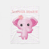 Cute Little Pink Baby Girl Elephant Fleece Deken (Voorkant)