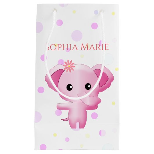 Cute Little Pink Baby Girl Elephant Klein Cadeauzakje (Voorkant)