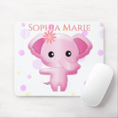 Cute Little Pink Baby Girl Elephant Muismat (Met muis)