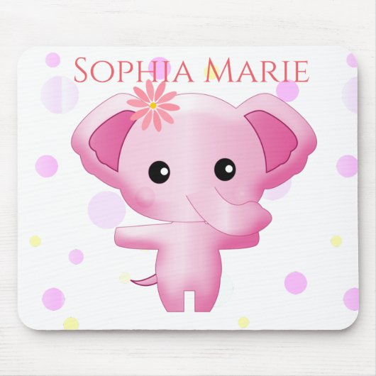 Cute Little Pink Baby Girl Elephant Muismat (Voorkant)