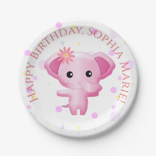 Cute Little Pink Baby Girl Elephant Papieren Bordje